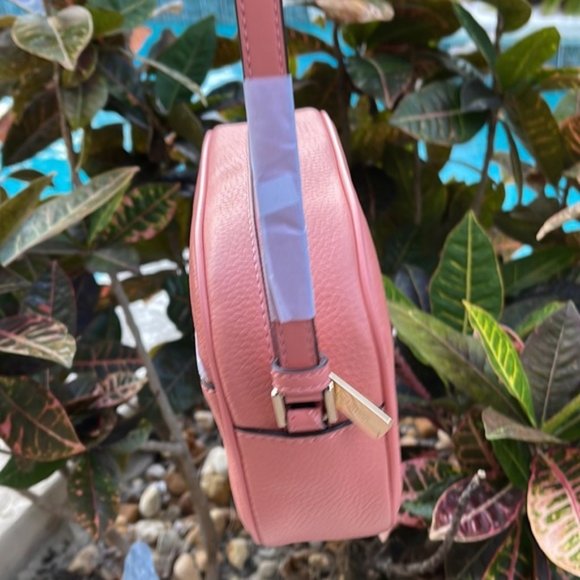 MICHAEL KORS Jet Set Medium Embossed Pebbled Leather Crossbody Bag Sherbert - Picture 4 of 16